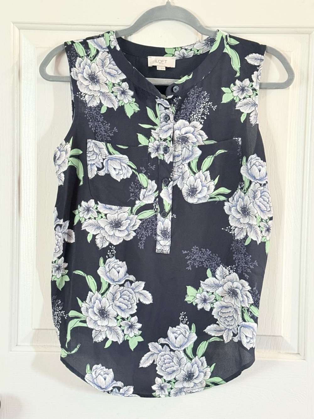 * LOFT Navy Floral Sleeveless Top